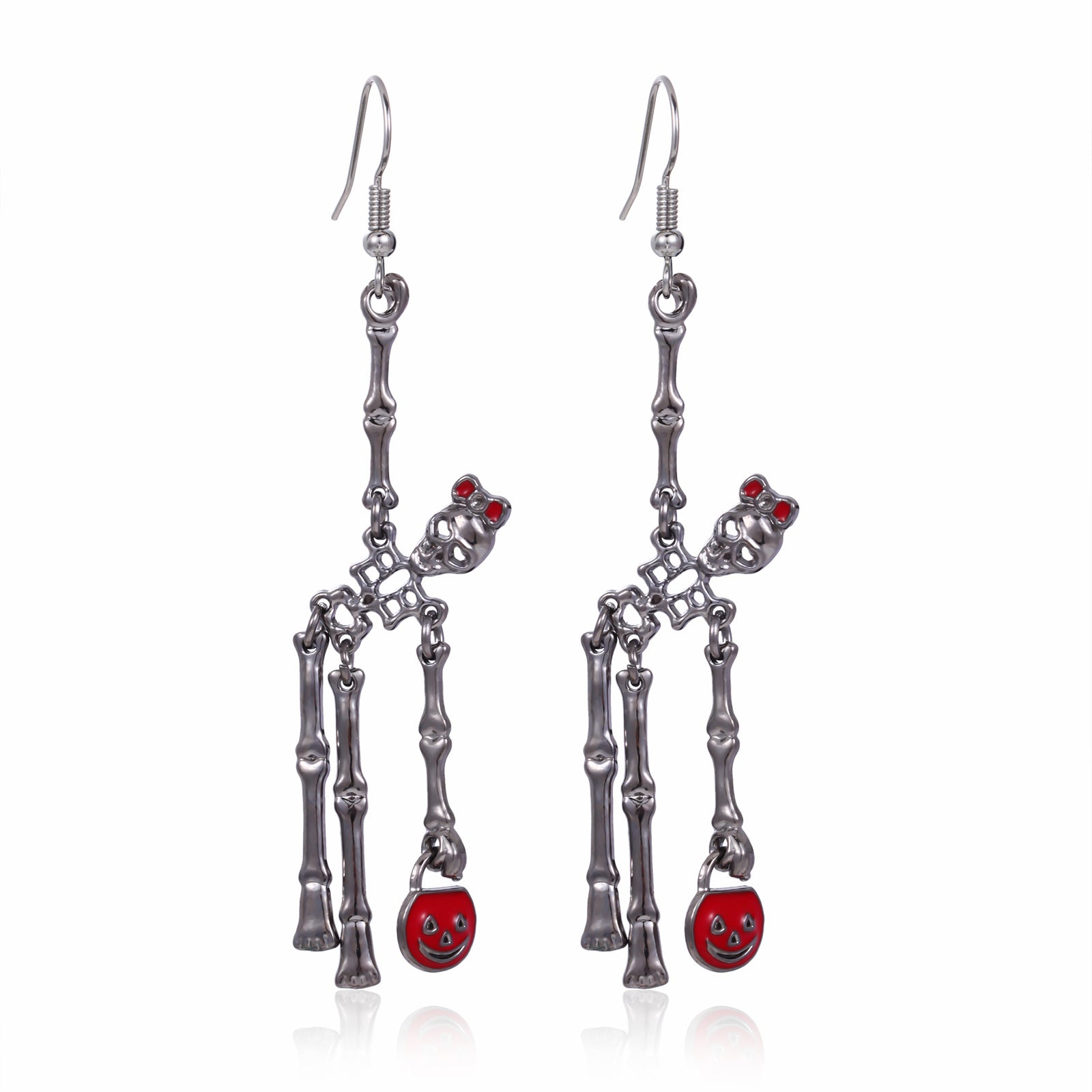 Wholesale  Skull Pumpkin Earrings Silver Tone Zinc Alloy Rhinestone Jewelry Party Wear For Women