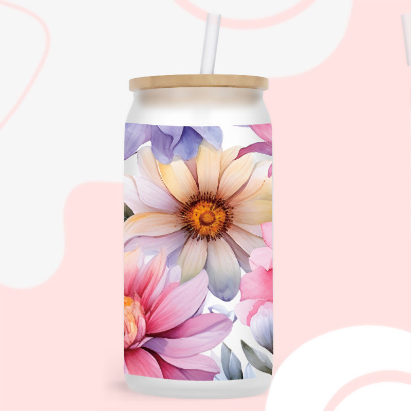 Wholesale Colorful Flower Series 16oz Cup UV DTF Wraps