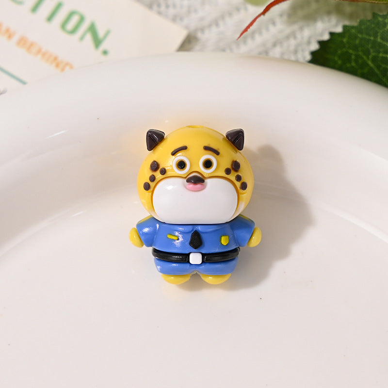 Wholesale  10pcs/pack Cute little leopard straight hole rubber beads    3D Focal Beads