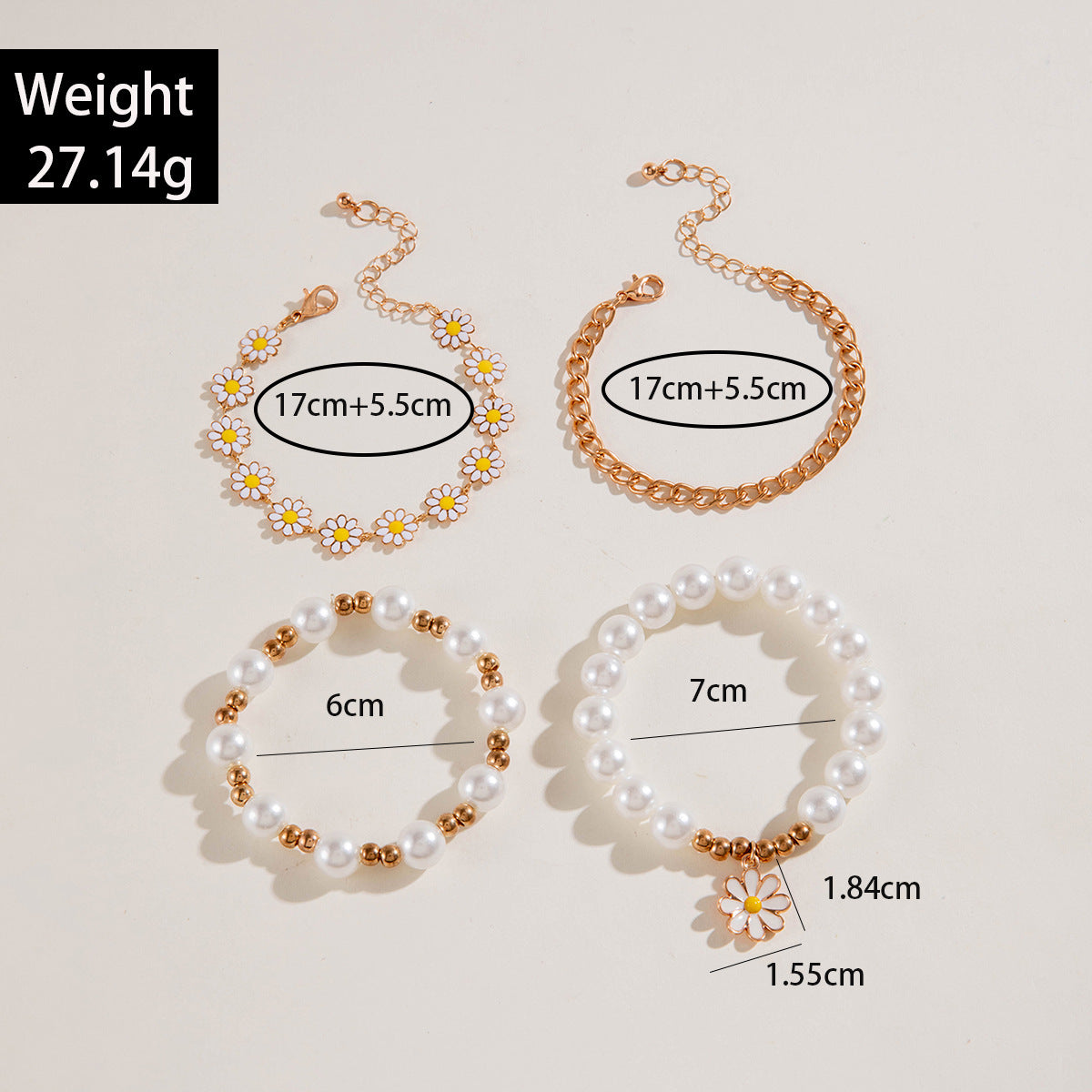 Wholesale Geometric  Flower Beaded Bracelet Jewelry Four-Piece Set