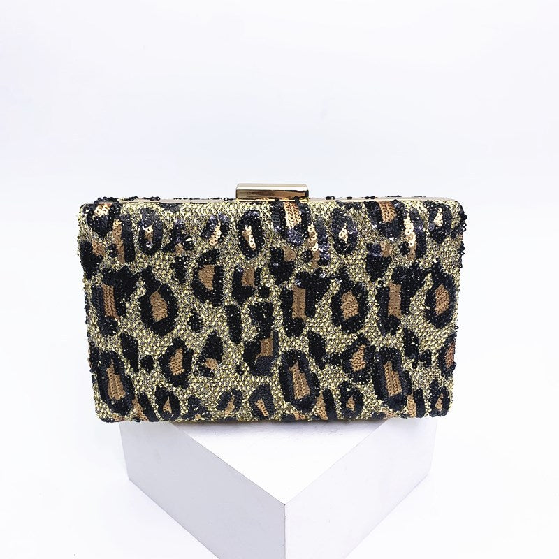 Wholesale Sequin Leopard Print Evening Bag