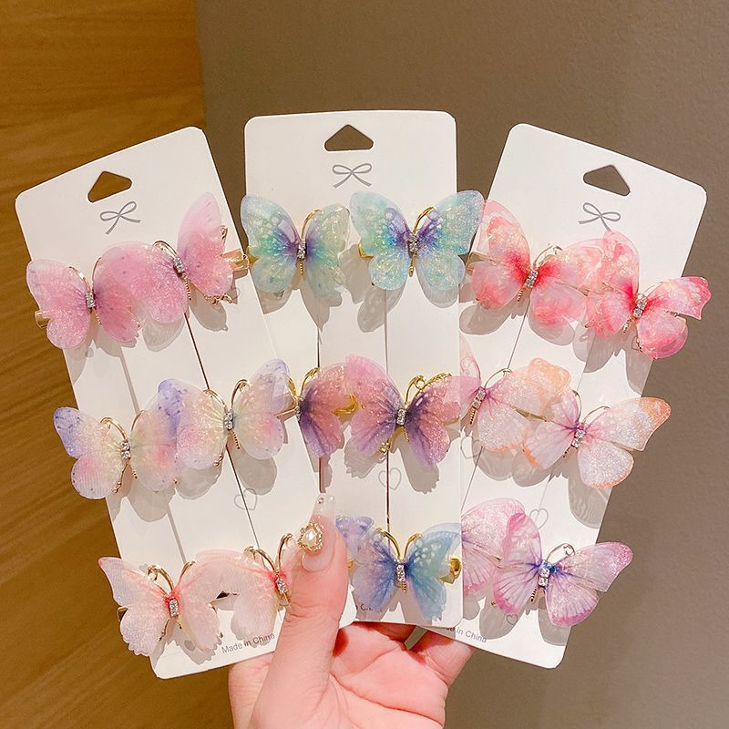 Wholesale 6-pack butterfly hairpins for girls