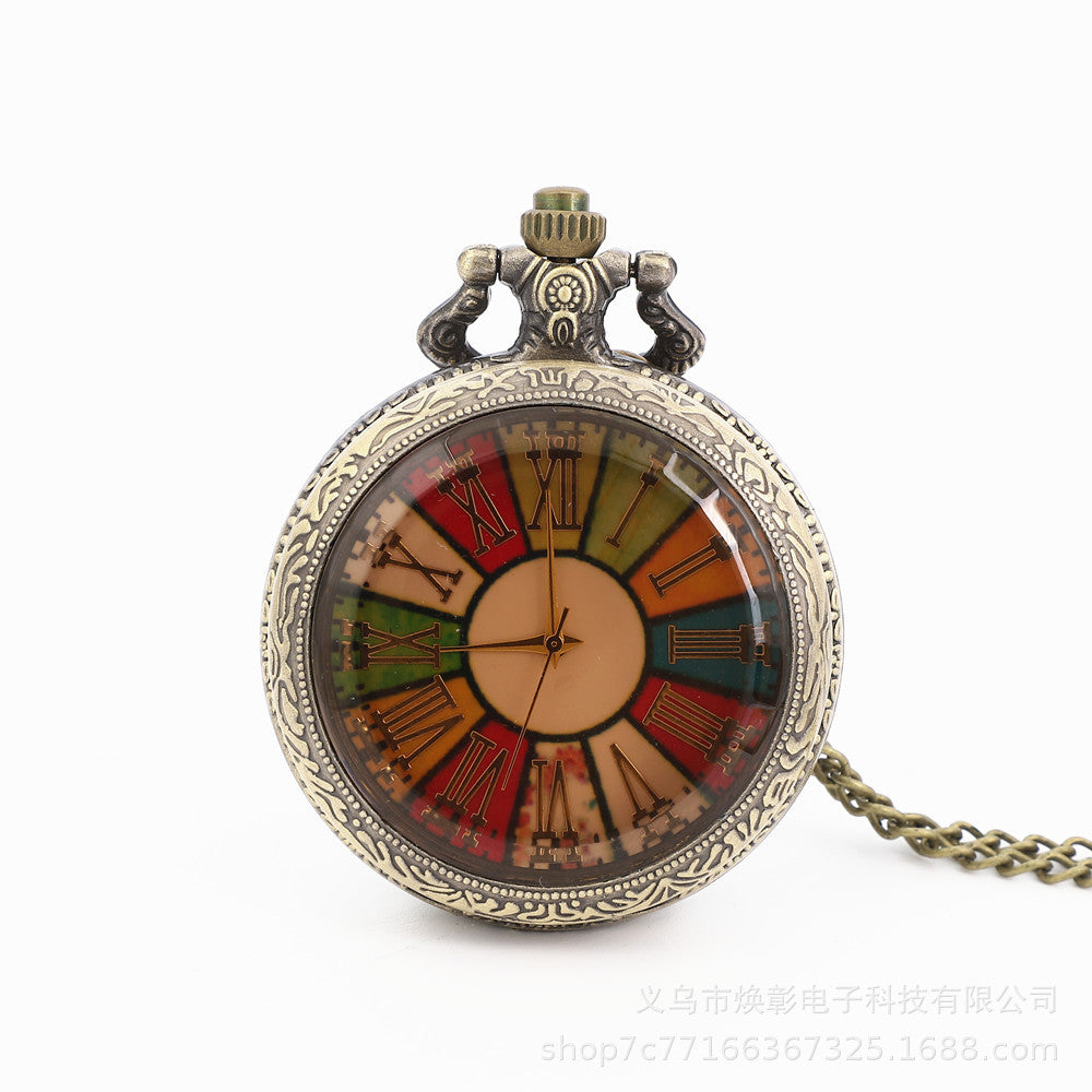 Wholesale Large quartz flip color Roman numeral pocket watch