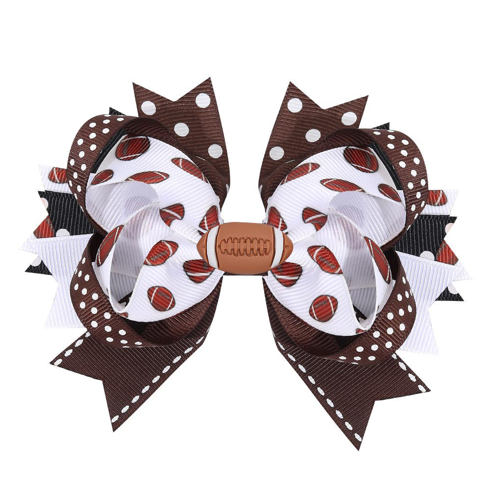 Wholesale Sports Ball Children' s Hair Multi-layer Rib Ribbon Bow Hairpin Baby Sports