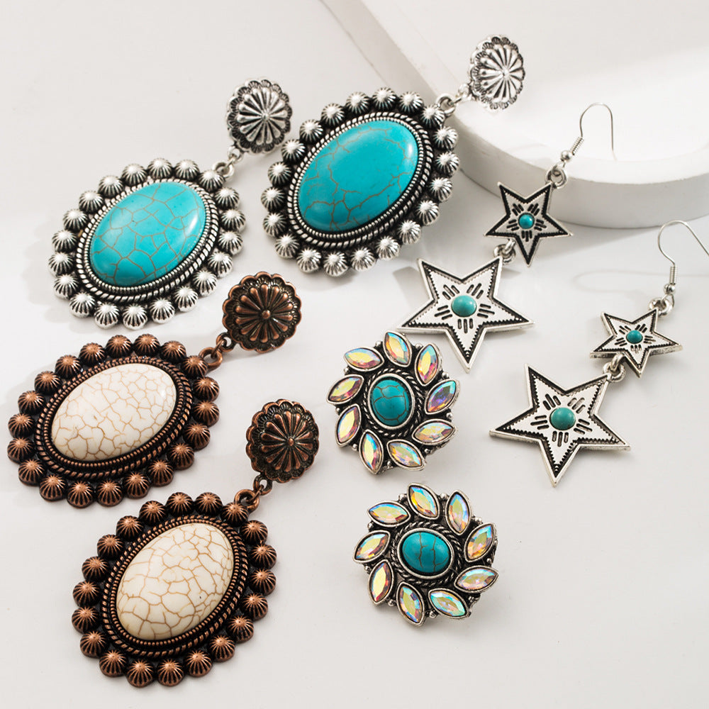 Wholesale Turquoise Earrings Retro Bohemian Earrings