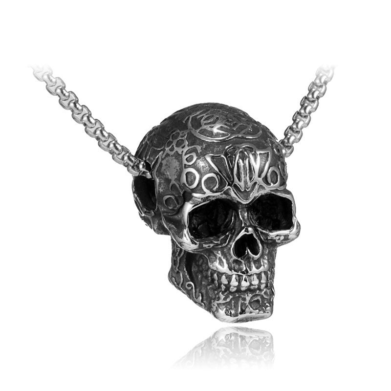 Wholesale Men S Gothic Skull Pendant Necklace Stainless Steel Punk Style Jewelry Accessory For Gift Boutique Resale