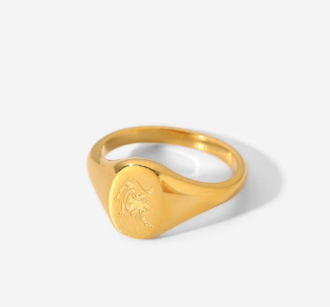 Wholesale Stainless Steel 18k Gold-plated Constellation Men's Medallion Ring