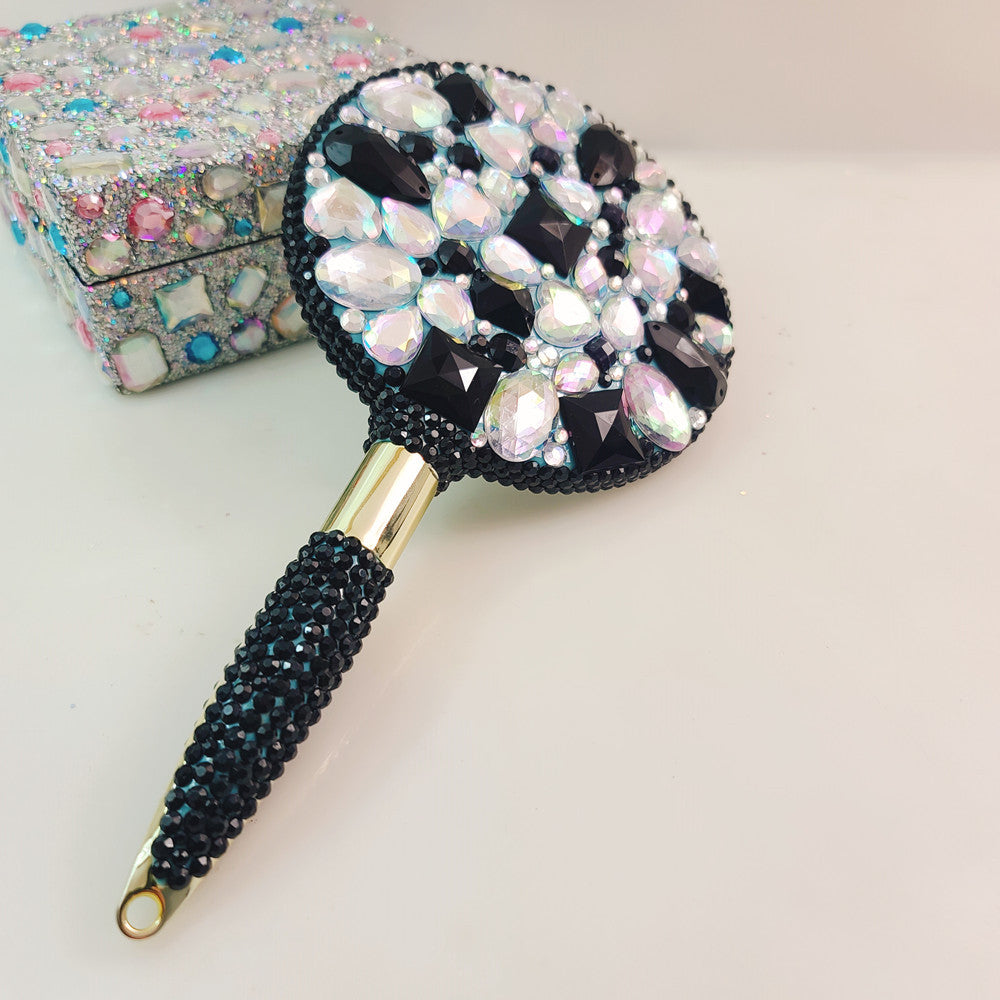 Wholesale high-definition handle diamond-studded daily use portable vanity mirror