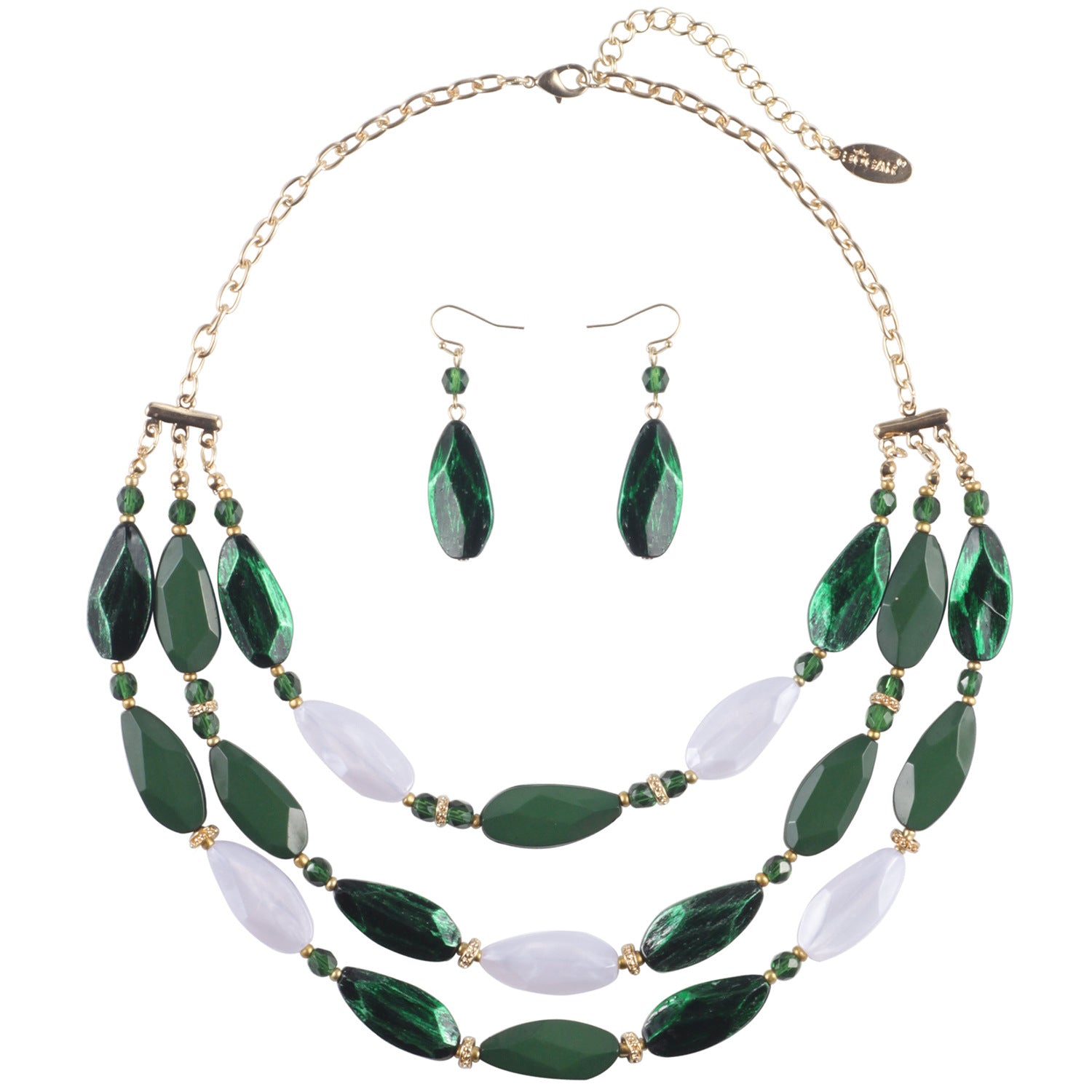 Wholesale Fashion Vintage Three-layer Acrylic Earrings Necklace