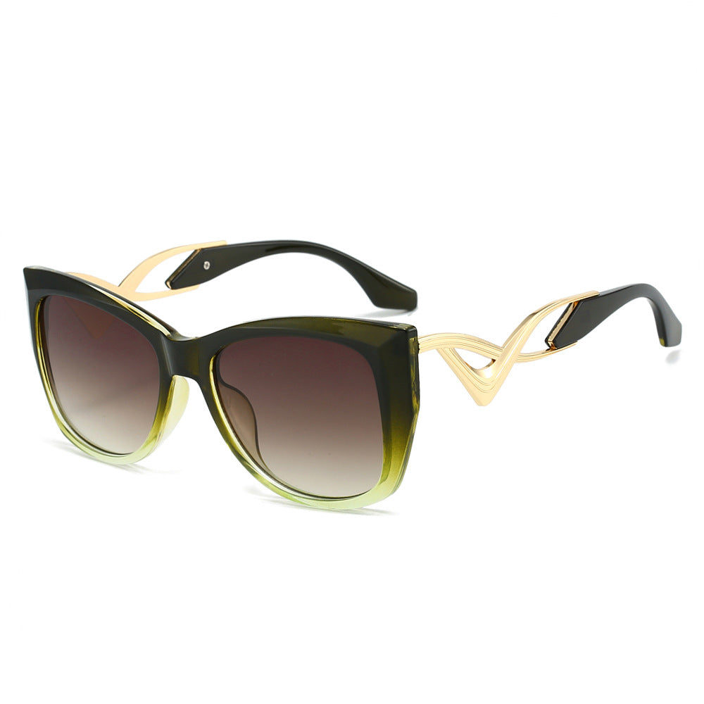Wholesale flowing cat eye personality curve fashion sunglasses