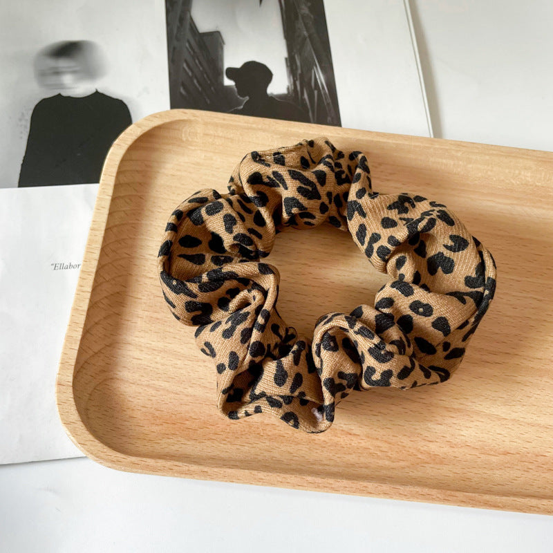 Wholesale Cow Leopard Vintage Fabric Hair Scrunchies