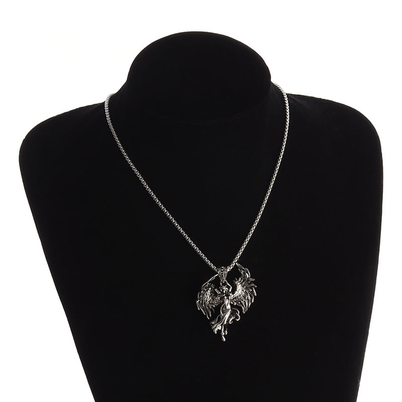 Wholesale Vintage Angel Wings Pendant Alloy Necklace