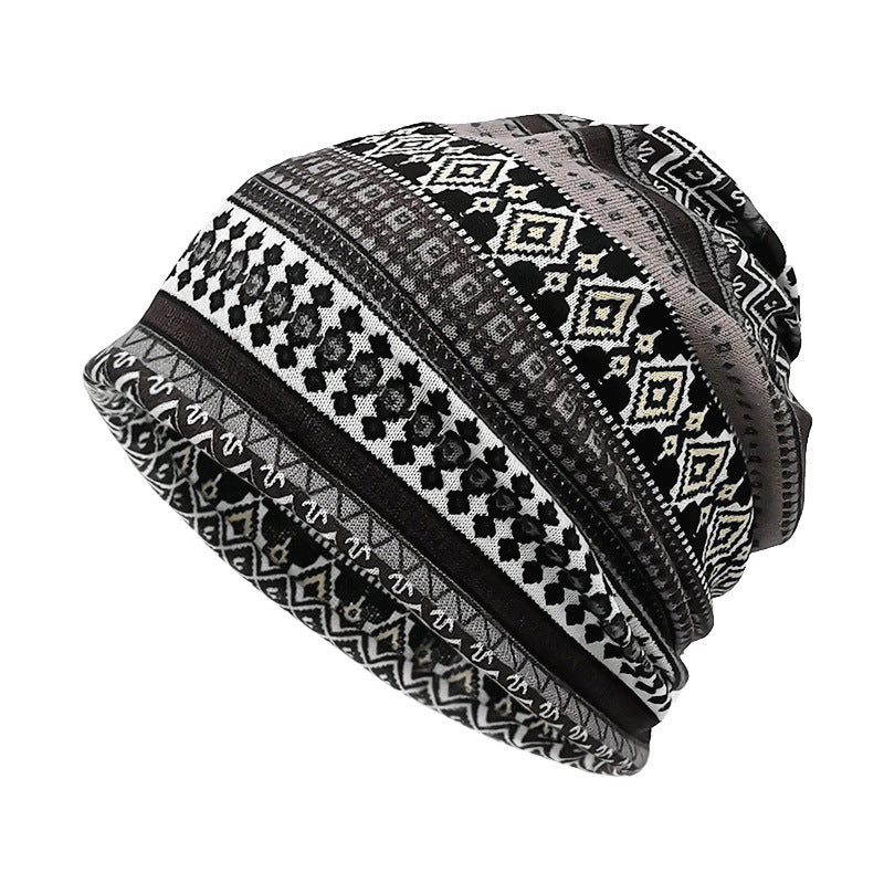 Wholesale Bohemian Style Pile Hat Scarf Dual Purpose Beanie Hat