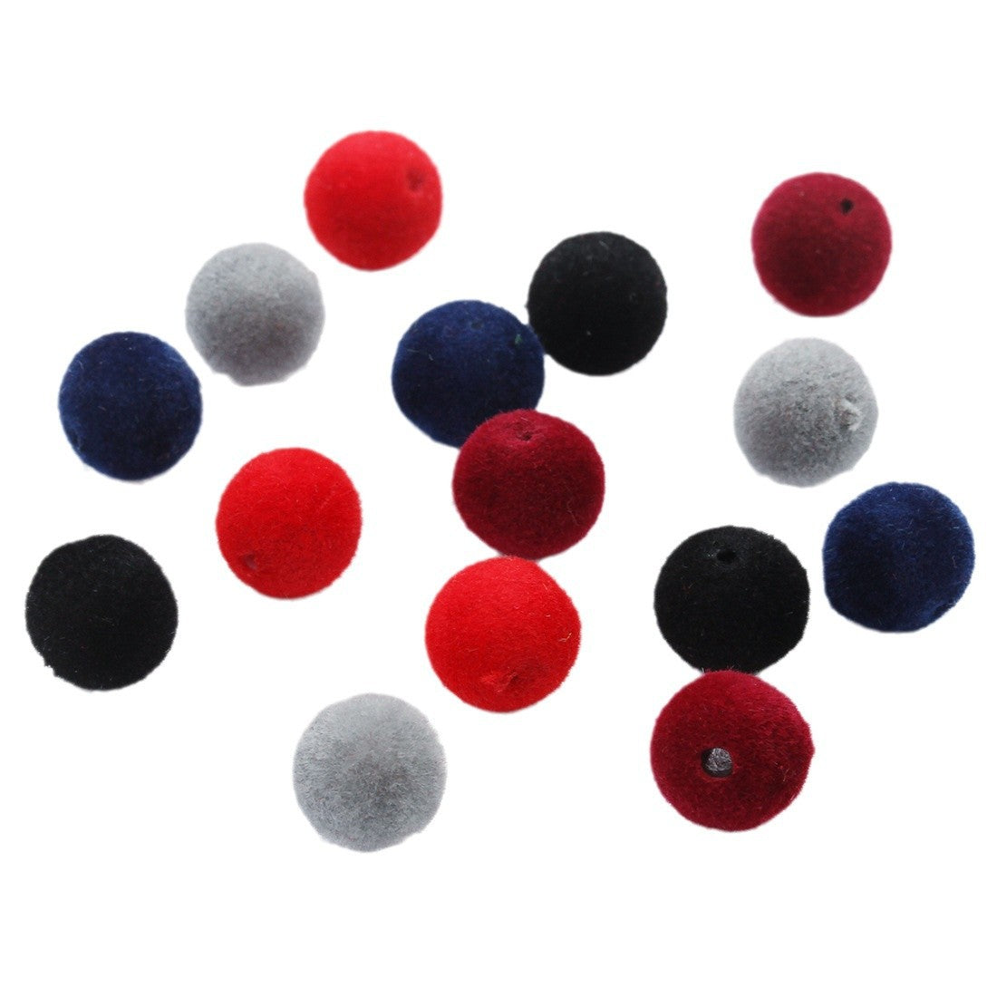 Wholesale  Random 100pcs/pack    Resin Flocking Round Beads Perforated F Cloth F Ball Beads Acrylic Beads