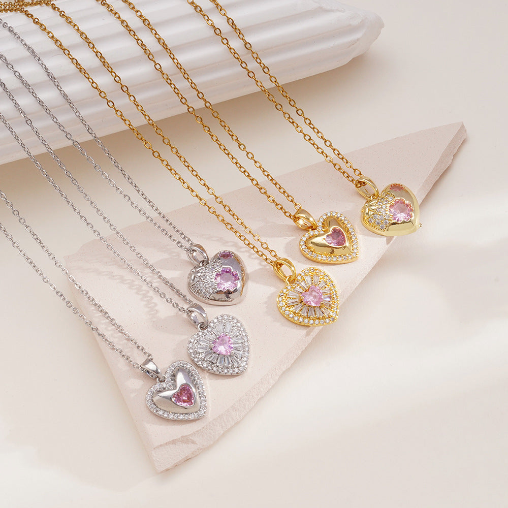 Wholesale Luxury Heart Flower Niche Temperament  Necklace