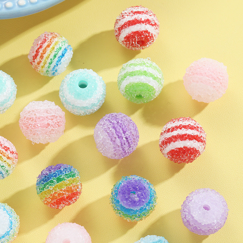 Wholesale 10pcs Sugar Round Beaded Material Handmade Acrylic Beads