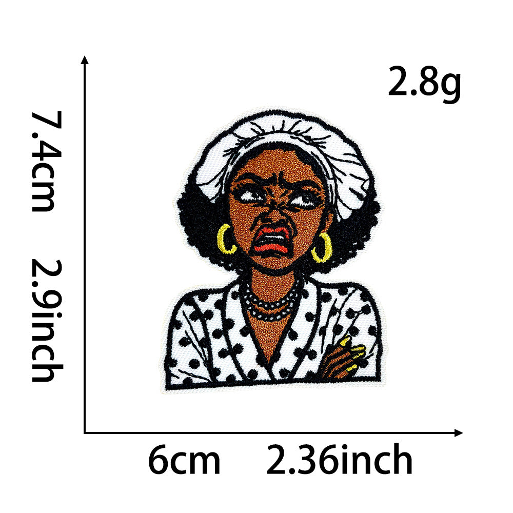 Wholesale Funny Black Girl Pajama Embroidered Patch Sequin Iron On Adhesive Back For Coat Decoration