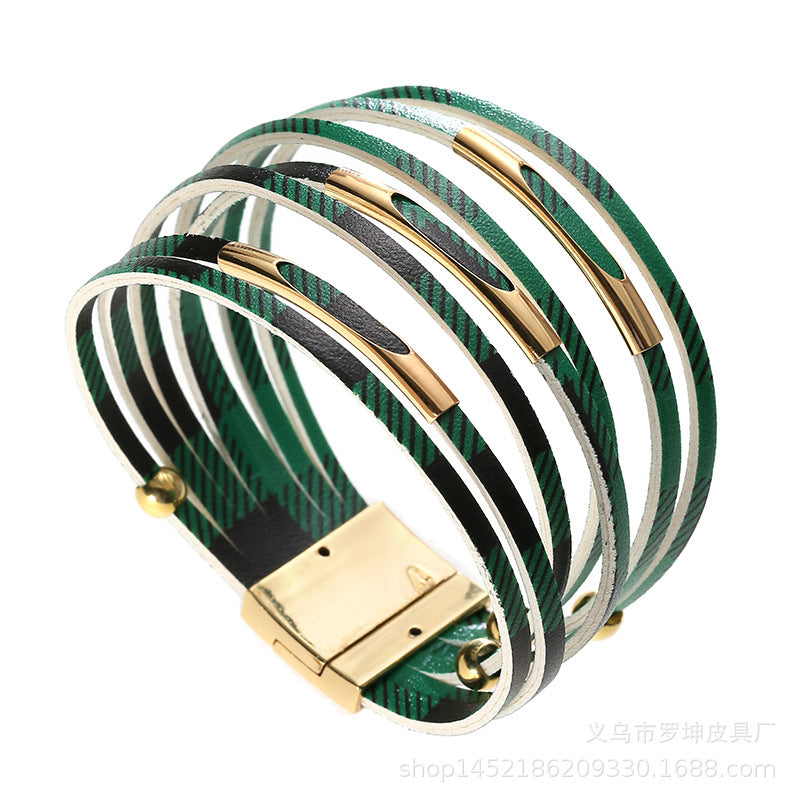Wholesale Alloy Tube Magnet Buckle Valentine's Day Leather Bracelet