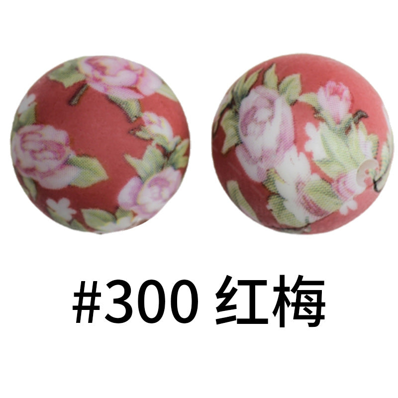 Wholesale 50pcs 16mm Print Silicone Beads Colorful Silicone Water Transfer Beads