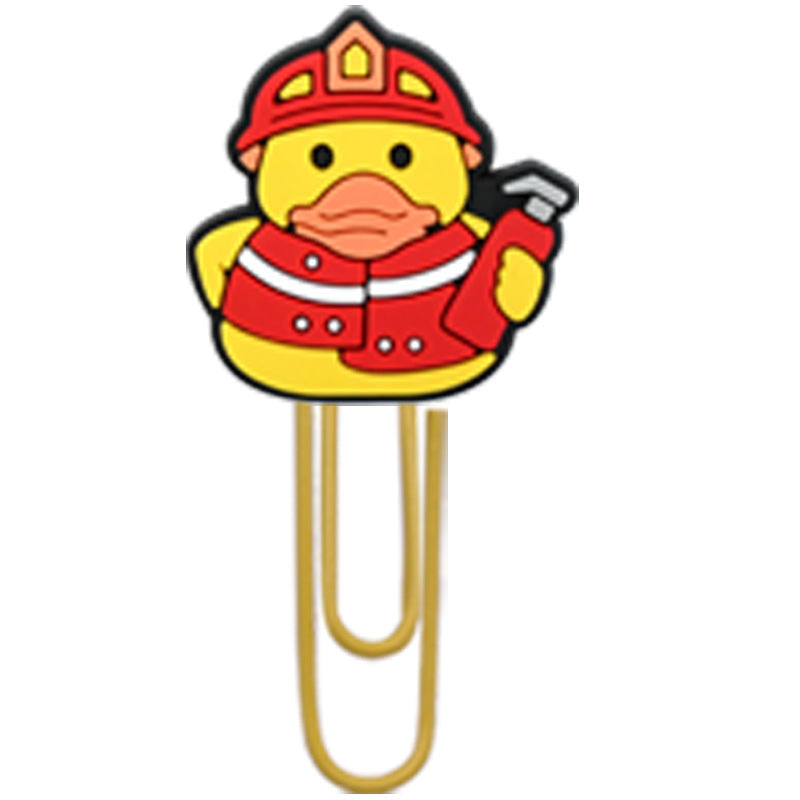 Wholesale Random 50pcs Little Yellow Duck Metal Soft Rubber Paperclip Bookmarks