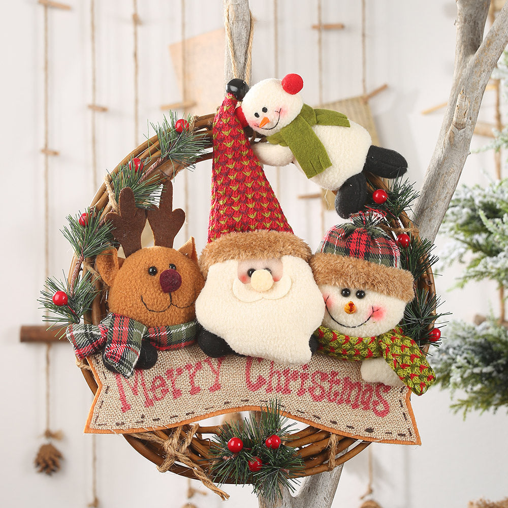 Wholesale New Santa Claus Snowman Elk Rattan Pendant Ornament