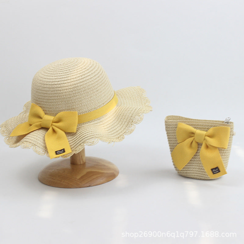 Wholesale Bowknot Sweet and Lovely Paper Grass Kids Hat