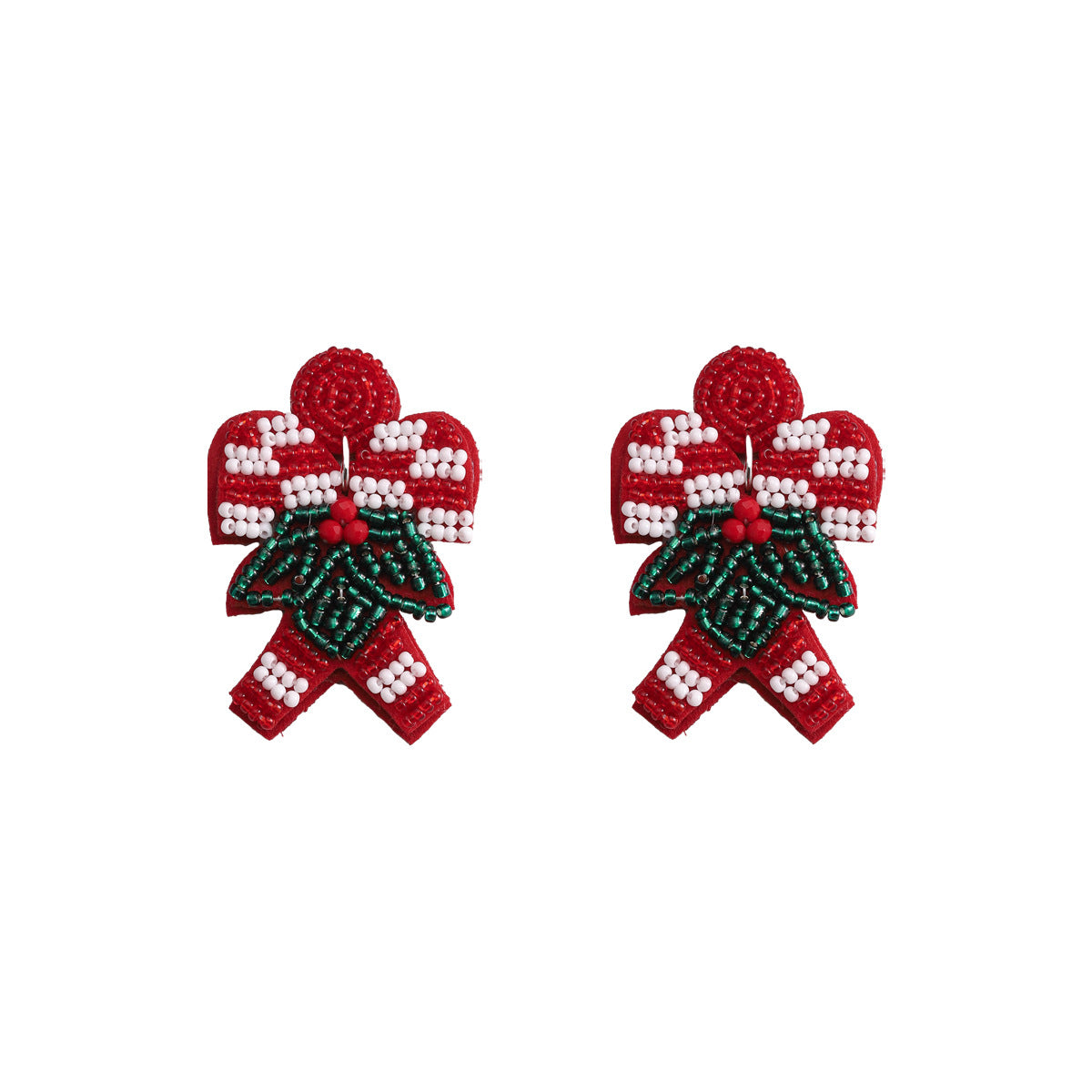 Wholesale Fabric Rice Beads Christmas Red Autumn and Winter Earrings