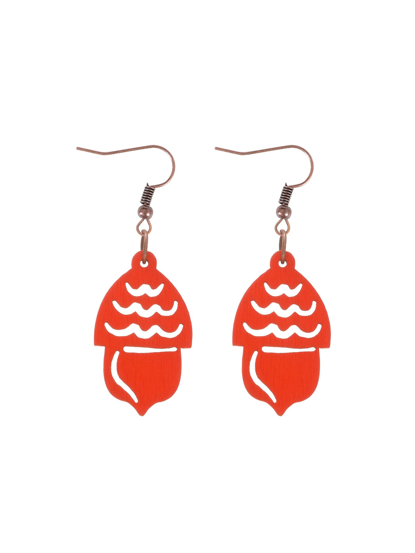 Wholesale Hollow Wooden Squirrel Maple Leaf Personalized Retro Ethnic Style Earrings