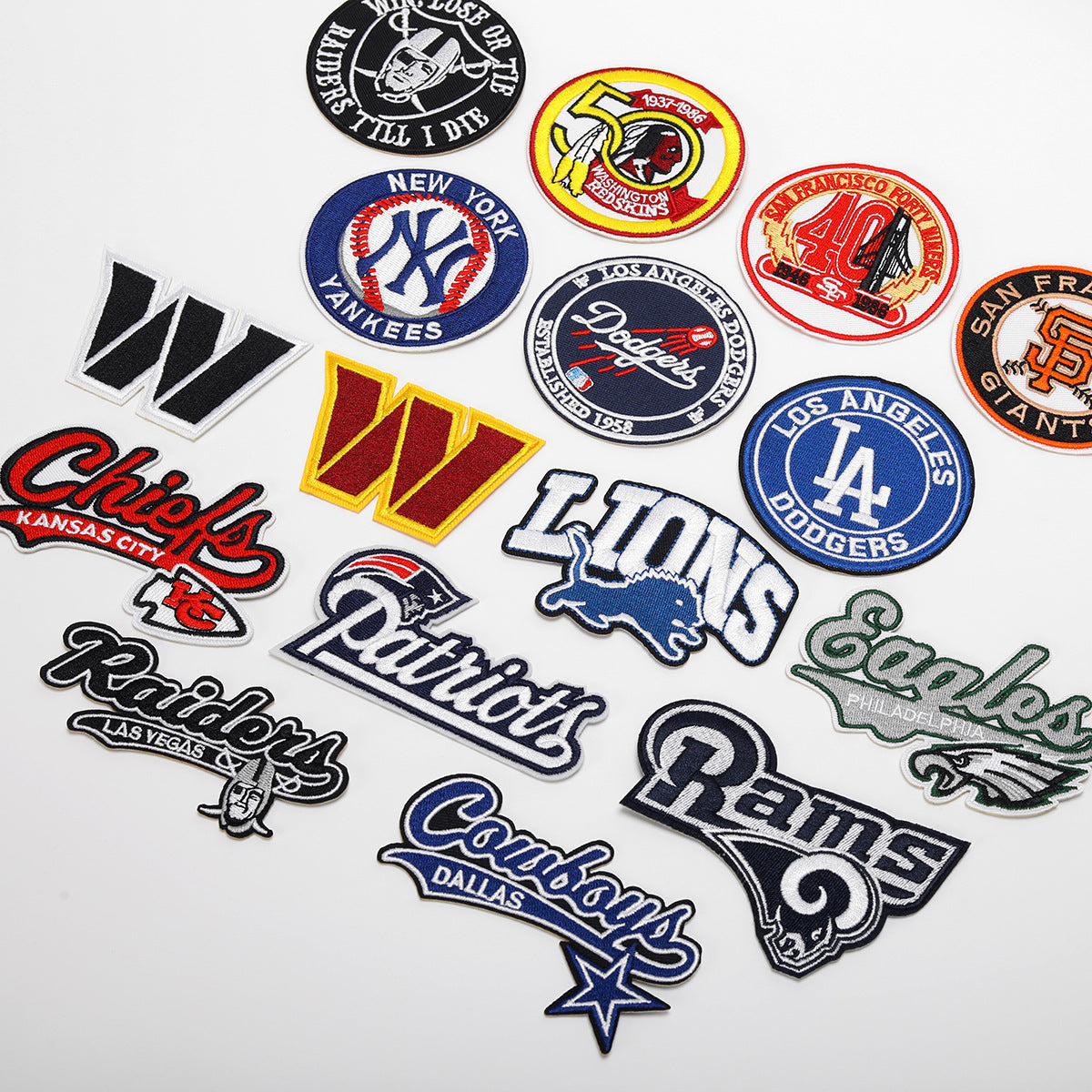 Wholesale Twill Fabric Embroidered Baseball Team Patches Set Of 16 Trendy et And Bag Accent OLY Exclusive