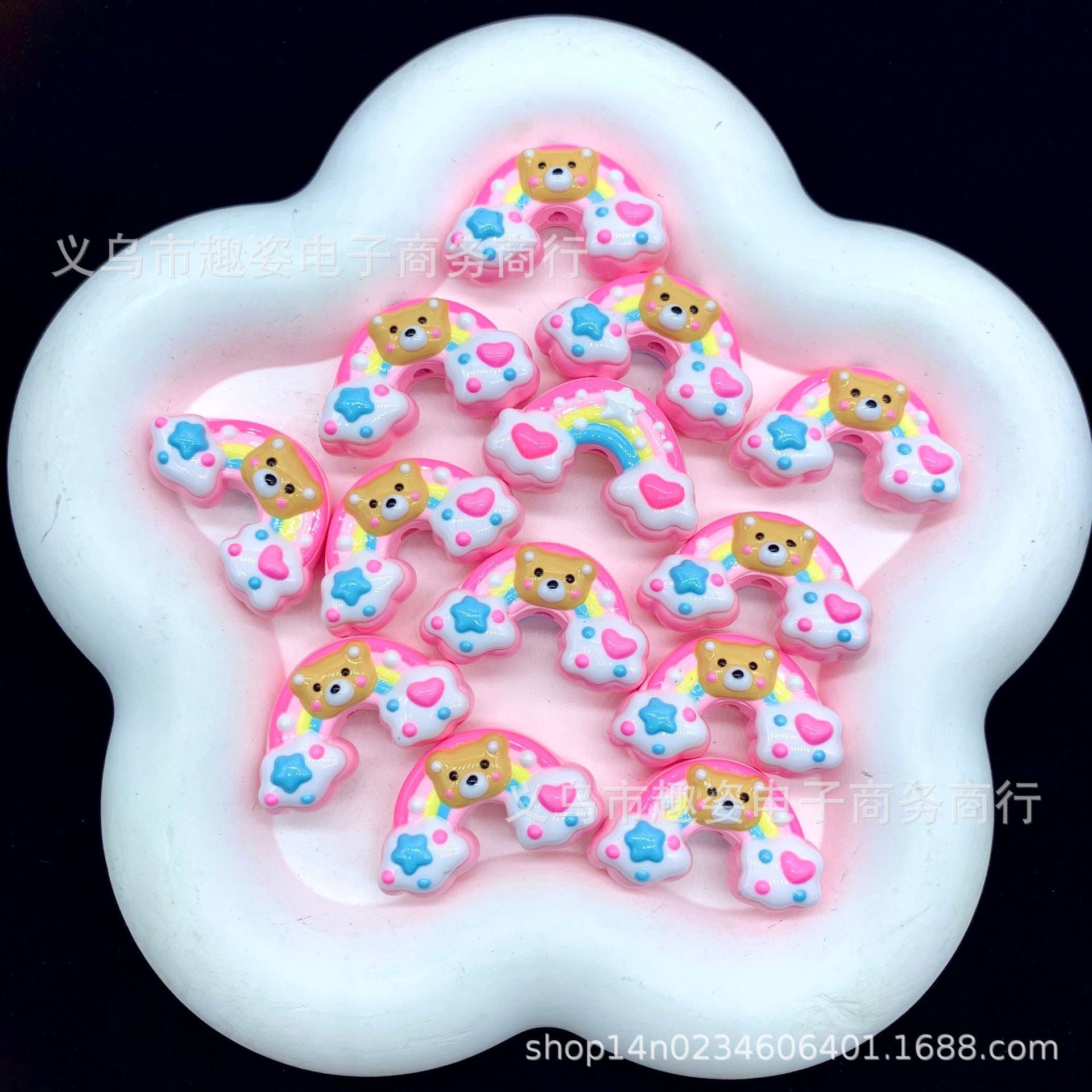 Wholesale  10pcs Cartoon Rainbow Heavy Oil Beads Acrylic Beads