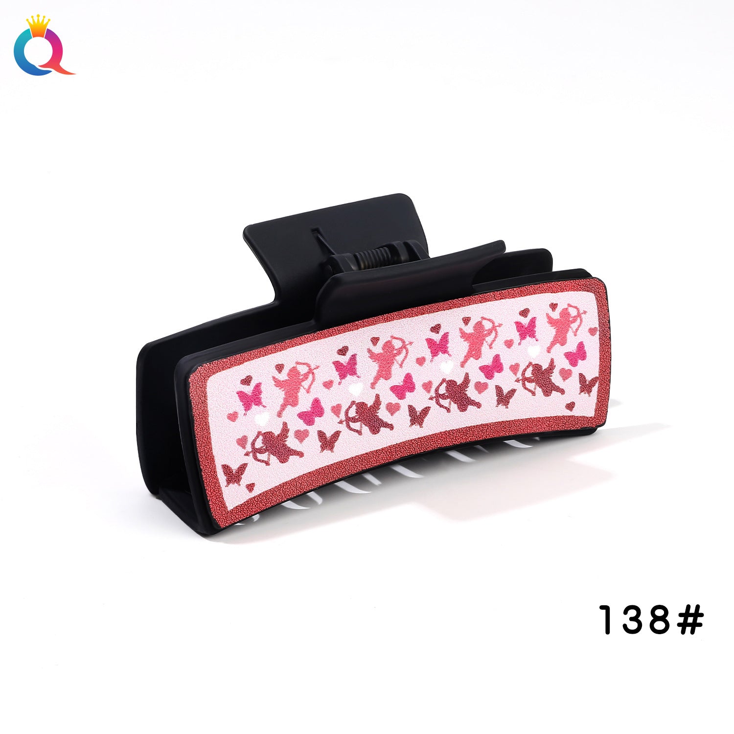 Wholesale Valentine's Day Pink Leather Hair Clips