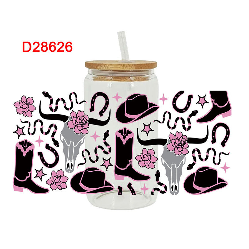 Wholesale Western Cowboy 16oz Cup UV DTF Wraps