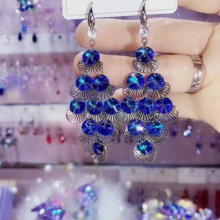 Wholesale Crystal Vintage Tassel Long Earrings