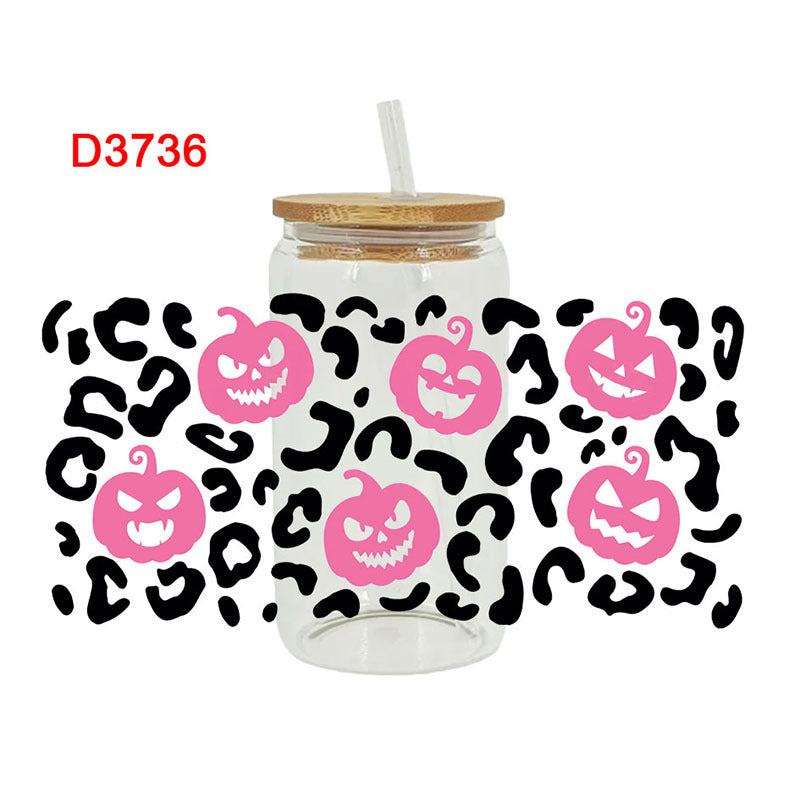 Wholesale Pumpkin Ghost Halloween 16oz Cup UV DTF Wraps
