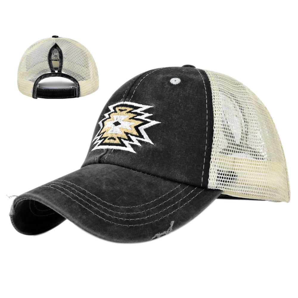 Wholesale Cotton Ponytail Hole Embroidery Baseball Cap