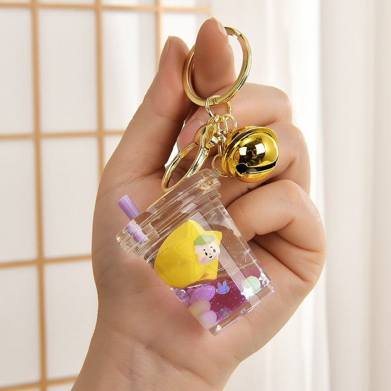 Wholesale Acrylic liquid sand bottle floating in oil keychain