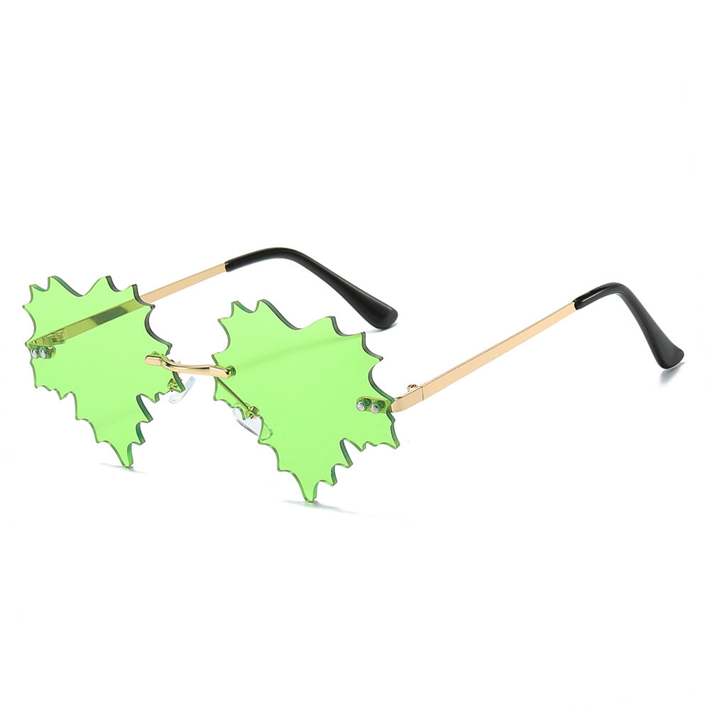 Wholesale Frameless Plant Maple Leaf Shape Fashion Sunglasses