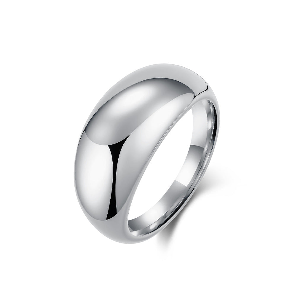 Wholesale Women' s polished titanium steel 18K gold-plated ring