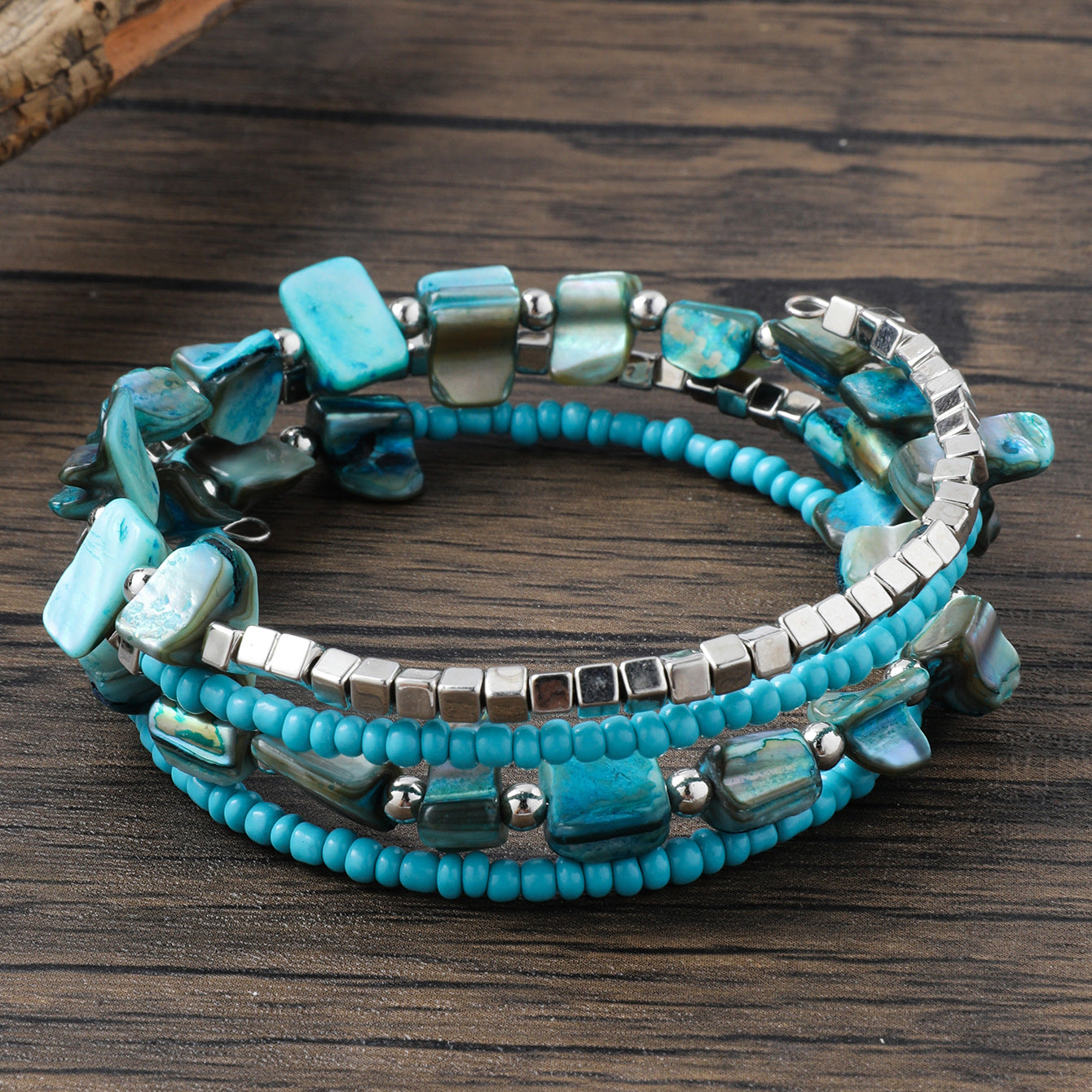 Wholesale Retro Ethnic Style Colorful Shell Earrings Bracelet Multi-layer Necklace