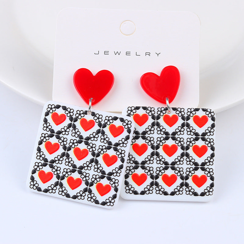 Wholesale Valentine's Day Heart Acrylic Earrings