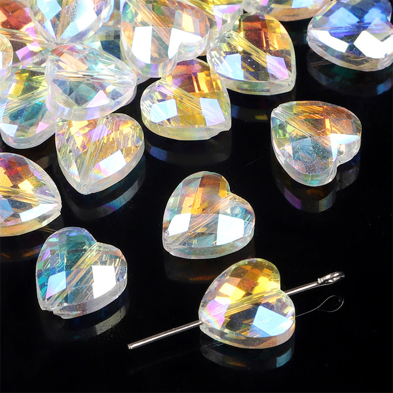 Wholesale Transparent AB Colored Peach Heart Pointed Bead Cut Bead Glass Crystal Bead
