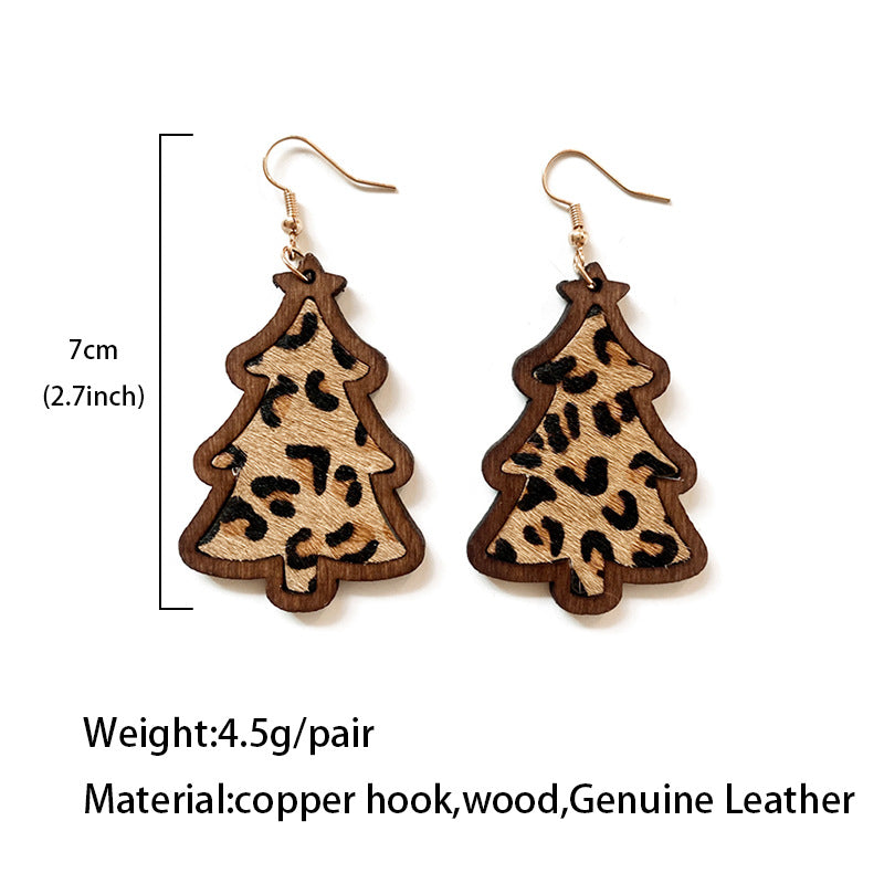 Wholesale Western style leopard print cow print wooden earrings