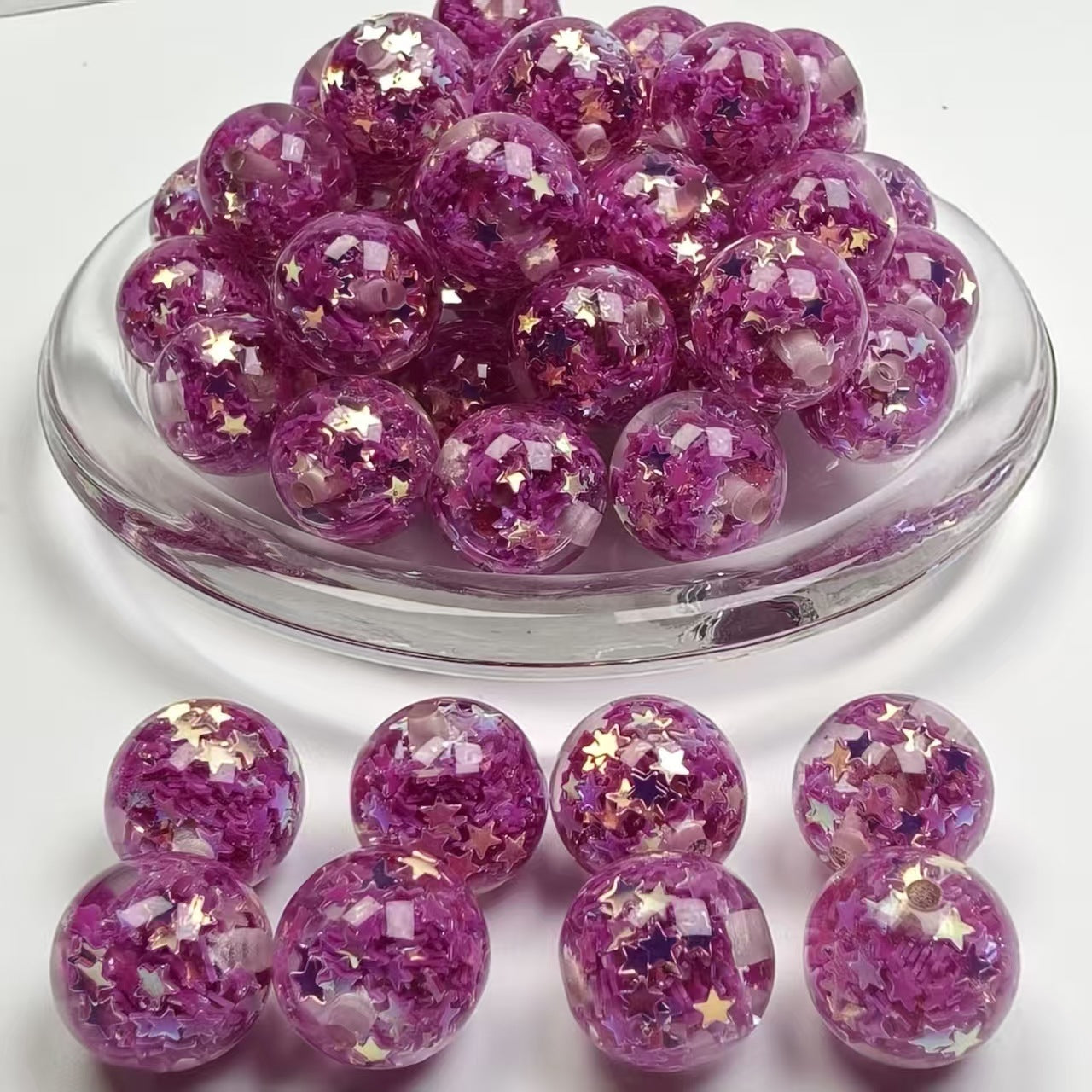 Wholesale  20pcs 16mm Sequin Heart-Shaped Glitter  Resin Beads DIY Acrylic Beads