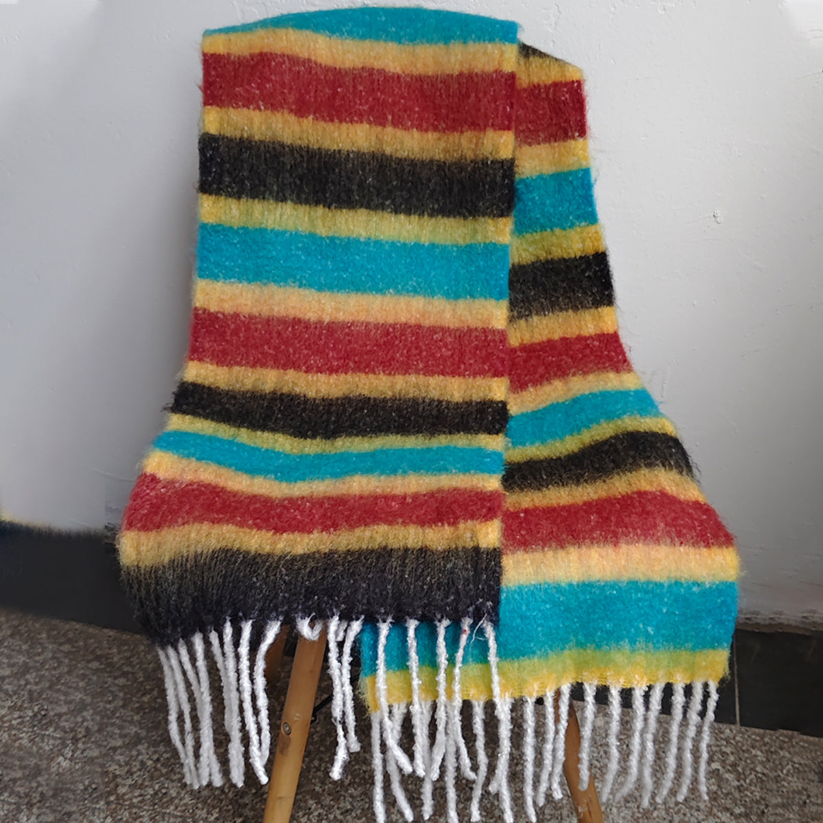 Wholesale Autumn and Winter Thickened Warm Dopamine Striped Imitation Cashmere Plaid Scarf