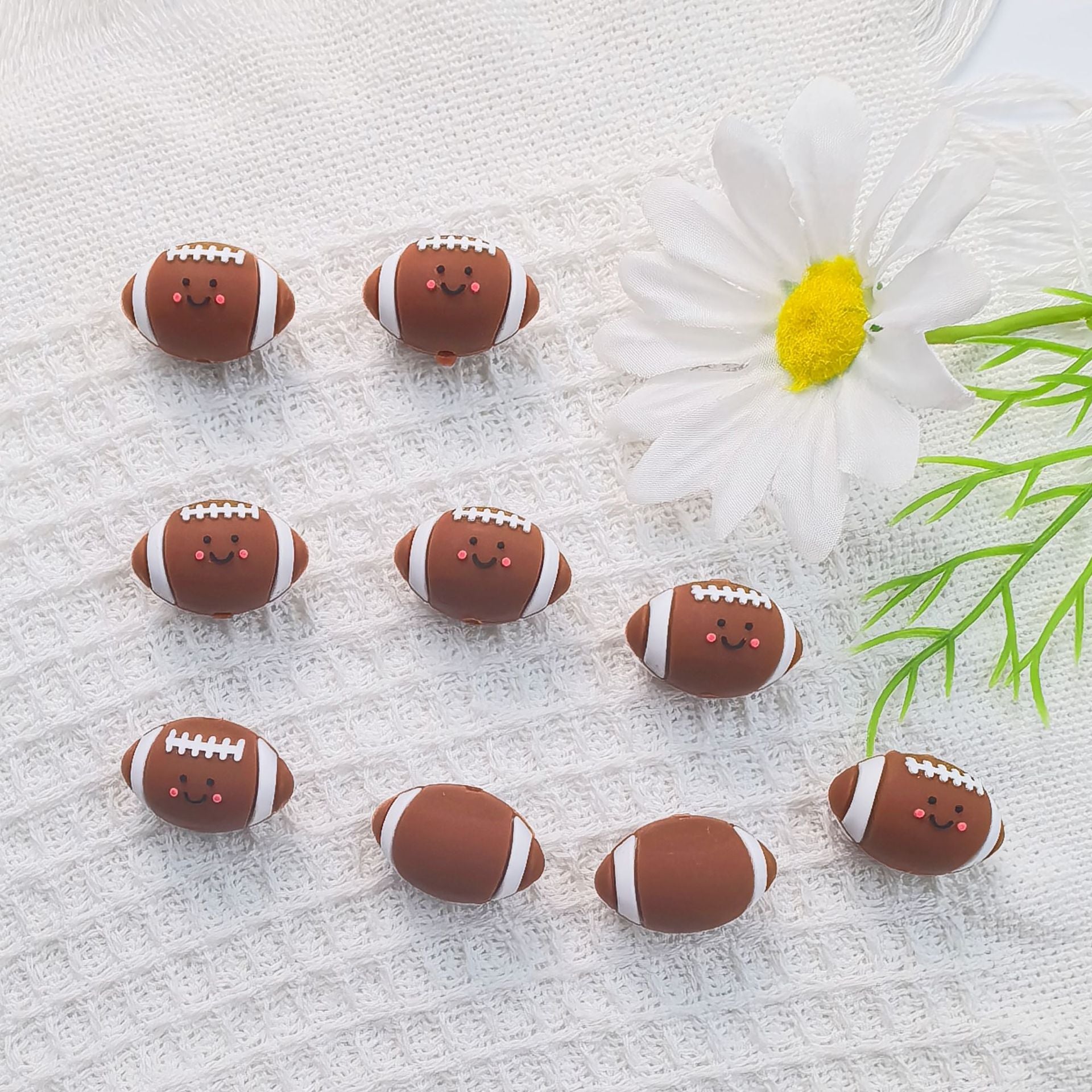 Wholesale 10pcs 3DThree-dimensional Silicone Cute Cartoon Rugby DIY Beads