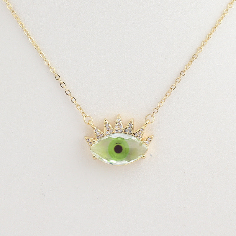 Wholesale Devil Eye Clear Zircon Necklace with Zircon Eyelashes Necklaces
