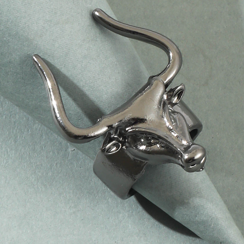 Wholesale Alloy Western Wind Bullhead Adjustable Ring