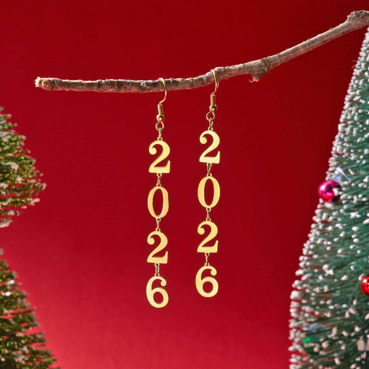 Wholesale 2026 Geometric Hollow-out Number Stainless Steel Earrings