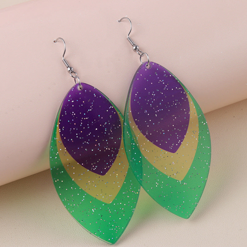 Wholesale Carnival water-saving droplet shaped acrylic tassel earrings