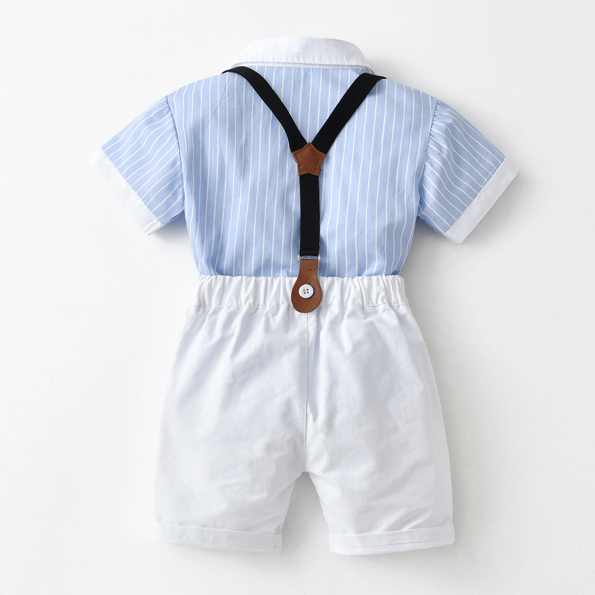 Wholesale Children's Cotton Short Sleeved Shirt and Suspender Four Piece Set